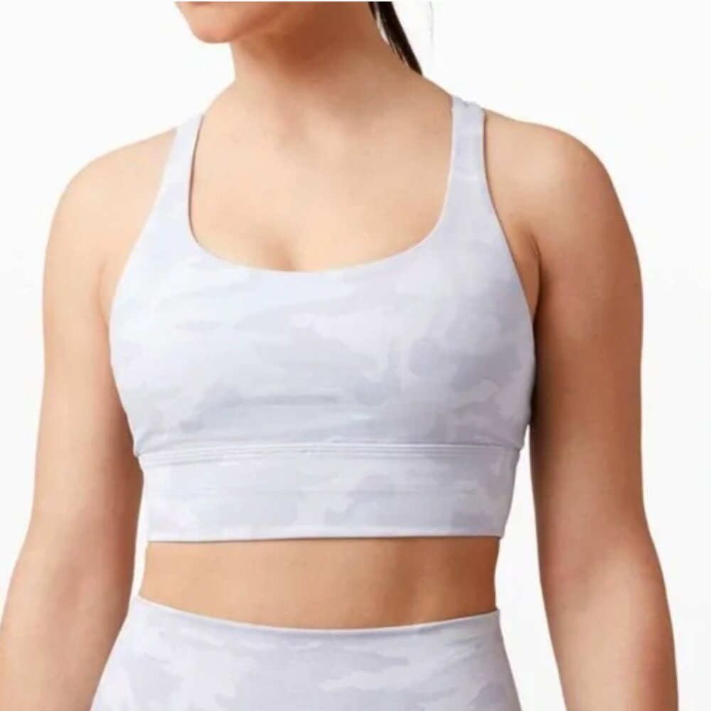 Lululemon Energy Bra Incognito Camo Alpine White Gray Size 10 or 8